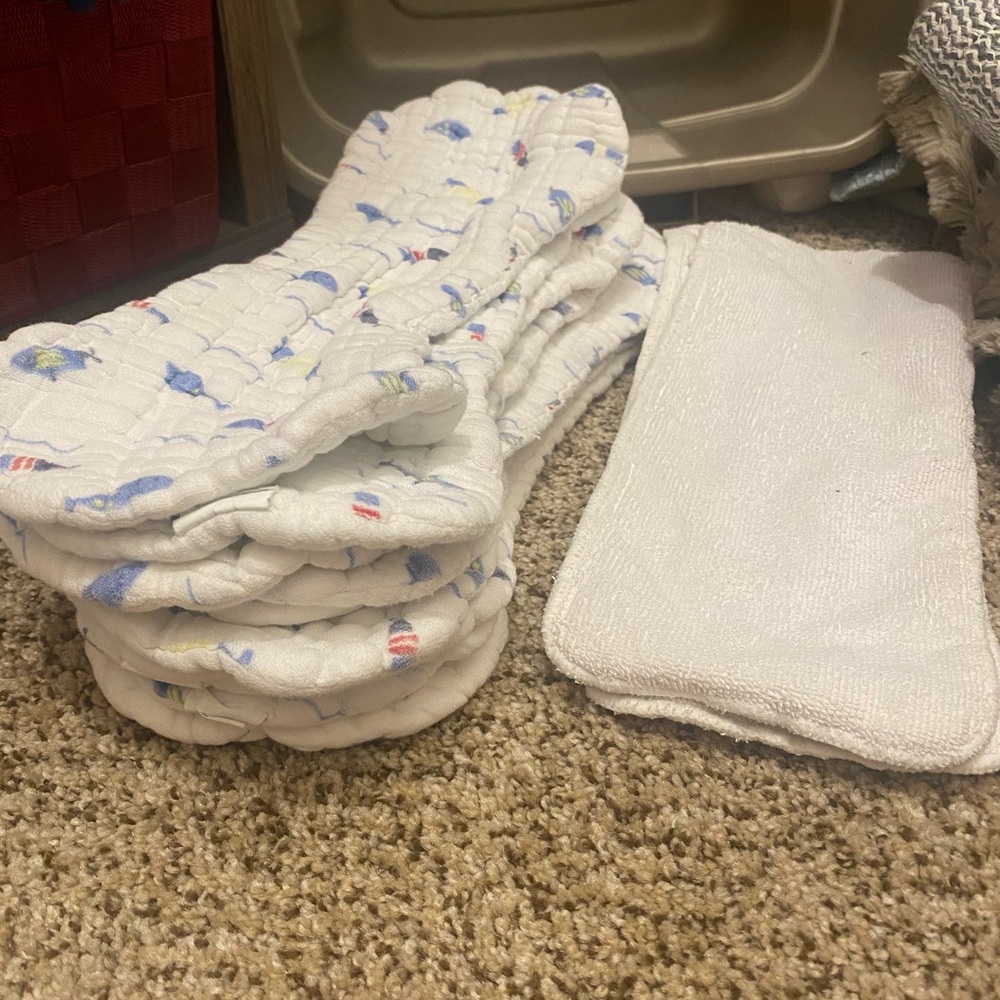 10 Cotton and 2 microfiber cloth diaper inserts